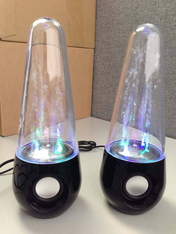 Round LED Dancing Water Music Fountain Light Computer Speaker / Iphone5S /PC /Laptop Black - Computer Speakers - Althemax - 1